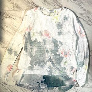 Women M chifon light sweater calligraphy